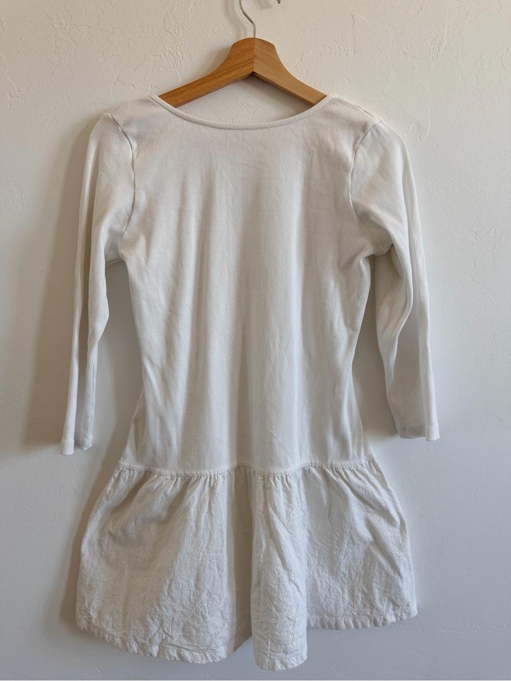 Free People White Long-Sleeve Mini Dress with Ruffle Skirt